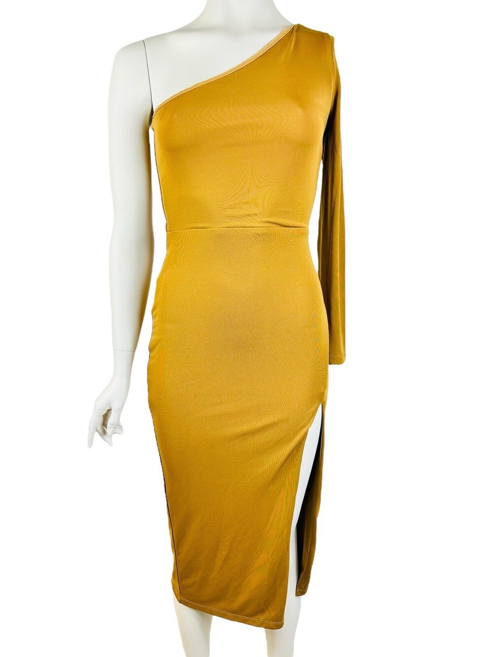 NBD Carla Midi Dress Women's XXS Revolve Lace Up Toffee Mustard Yellow $198